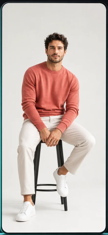 Adult creator in a clean studio portrait